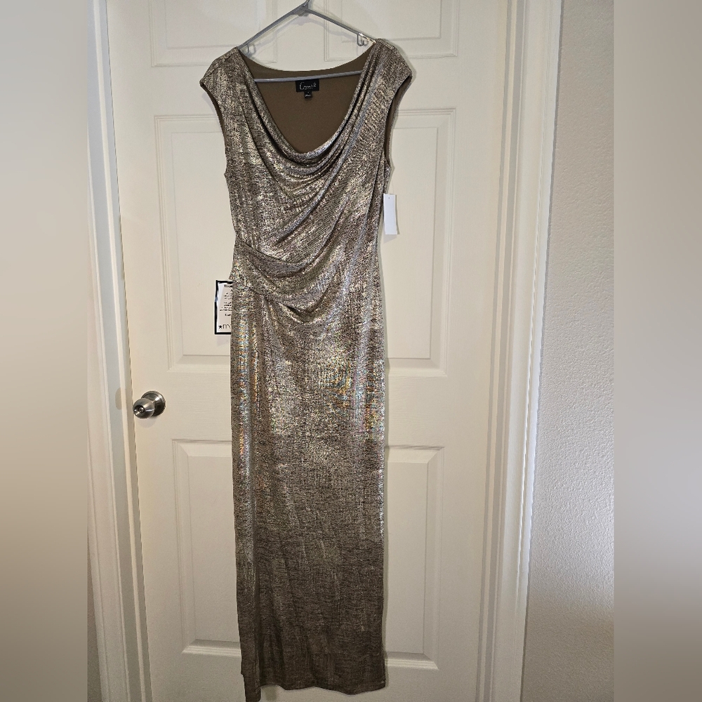 Connected Apparel Gold Long Social Dress